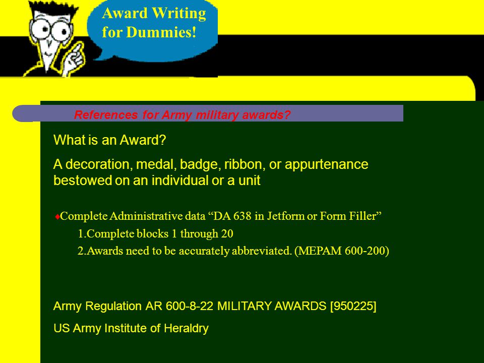 Writing Army Awards